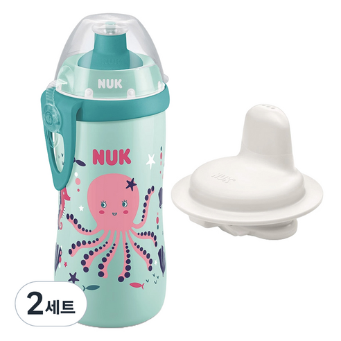 누크 퍼스트초이스 키즈 주니어컵 300ml + 스포츠캡 + 하드스파우트 세트, 2세트, 문어