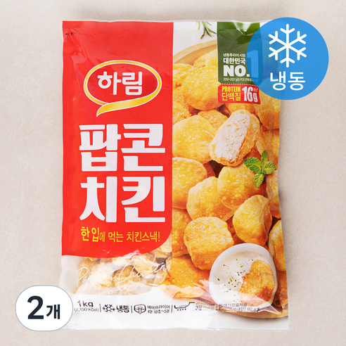 하림 팝콘치킨 (냉동), 1kg, 2개