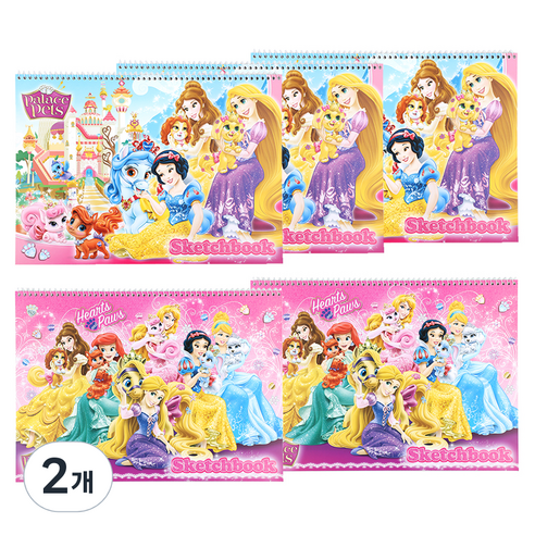 디즈니 프린세스 여아용 매수 많은 스케치북 5p 랜덤 발송, 345 x 250 mm, 14매, 2개
