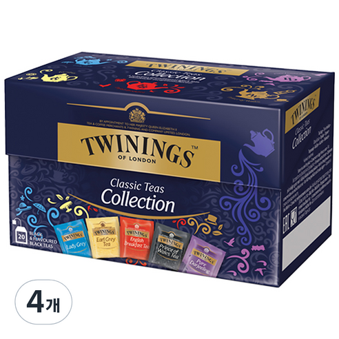 트와이닝 클래식 차 컬렉션 티백, 2g, 20개입, 4개