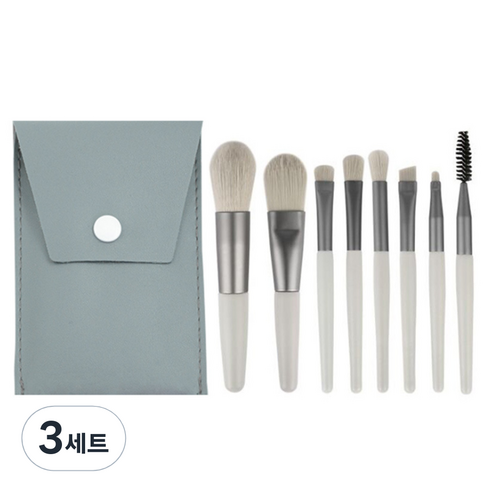 데일리프렌즈 연지네 미니 메이크업 브러쉬 8종 세트, 민트그린, 3세트