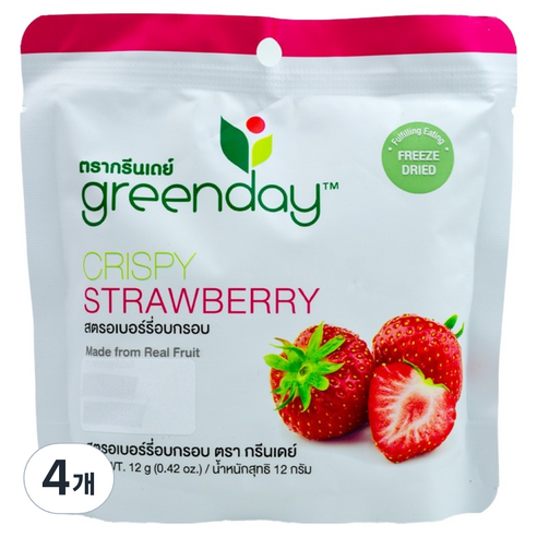 greenday 크리스피 딸기 과일칩, 12g, 4개