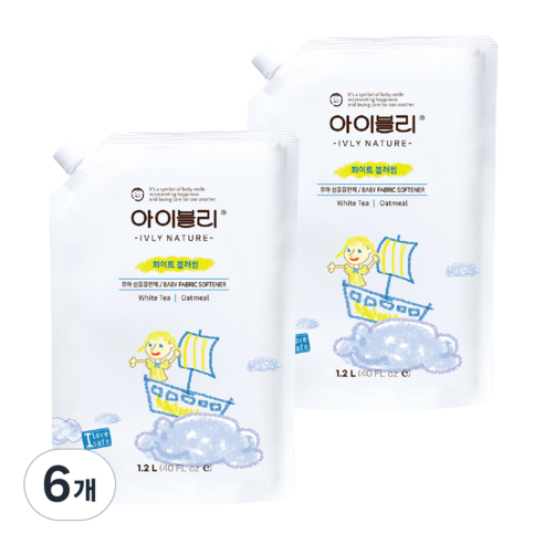 아이블리네이처 유아 섬유유연제 화이트 블러썸향 리필, 6개, 1.2L