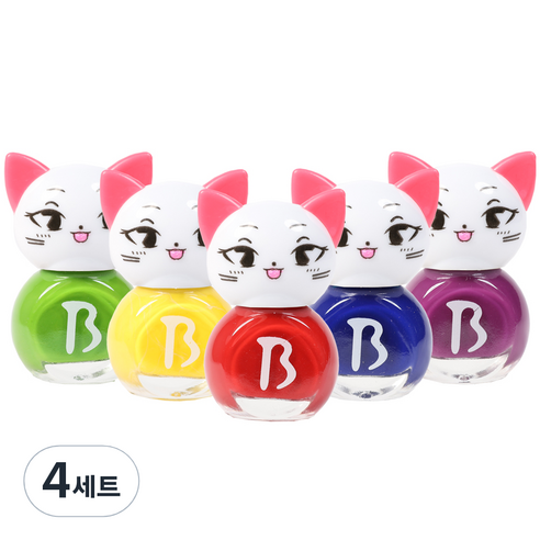 바블리 냥이 어린이 매니큐어 5종 선물세트, 레드핑 + 옐로핑 + 그린핑 + 블루핑 + 퍼플핑, 4세트