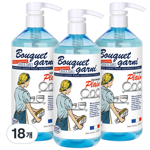 부케가르니 에코 주방세제 무향, 750ml, 18개