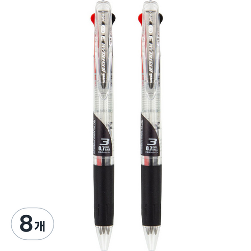 유니 제트스트림 3색볼펜 0.7mm Y.SXE3-404-07, 투명, 8개