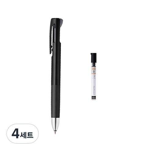 제브라 블렌 2+S 샤프 0.5mm + B샤프심, 블랙(샤프바디), 4세트