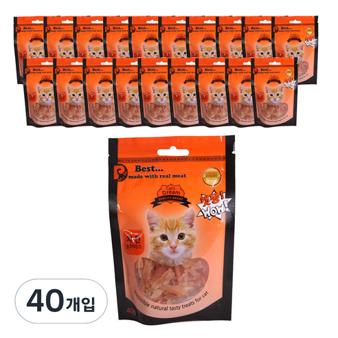 캣몽 고양이용 간식 치킨슬라이스 닭 40g, 닭고기맛, 40개