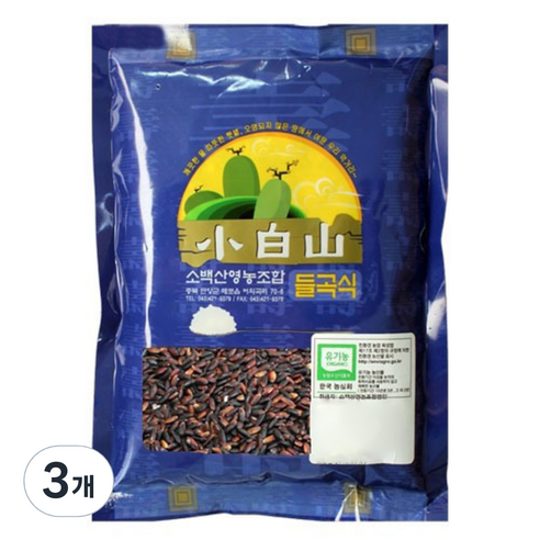 소백산영농조합 유기농 발아 찰흑미, 1kg, 3개