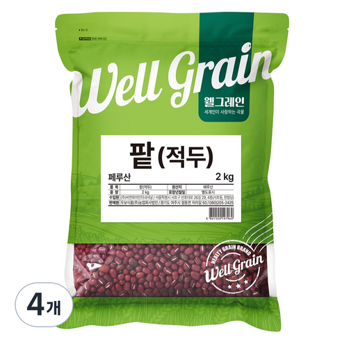 웰그레인 적두 팥, 2kg, 4개