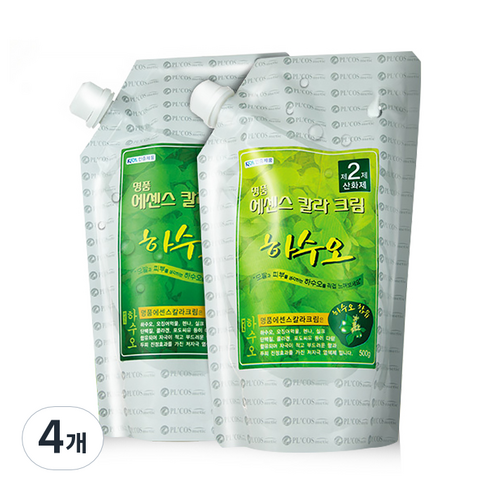 하수오 명품 에센스 칼라 크림 염모제 1제 500ml + 2제 500ml, 5N자연갈색, 4개