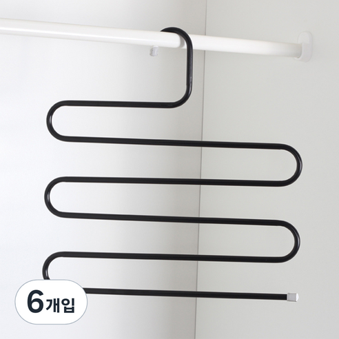 데일리프렌즈 논슬립 S형 바지걸이 5단, 블랙, 6개