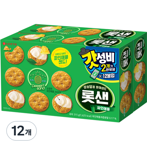 롯데웰푸드 롯샌 파인애플, 315g, 12개