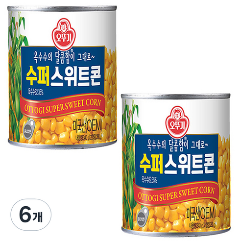 오뚜기 수퍼스위트콘 무가당, 340g, 6개