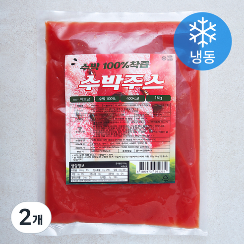 지엔씨푸드 수박주스 (냉동), 1kg, 2개