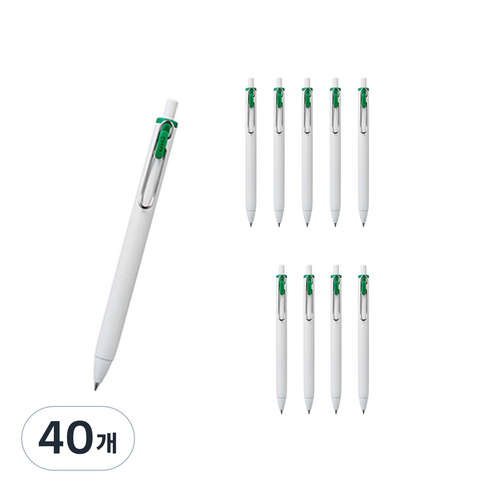 유니볼 원 중성 잉크펜 0.38mm, 그린, 40개