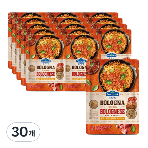 폰타나 볼로냐 베이컨 볼로네제 파스타소스 파우치, 130g, 30개