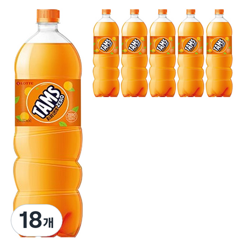 롯데칠성음료 탐스 제로 오렌지향 음료, 18개, 1.5L