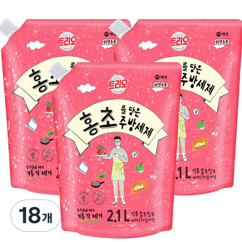 트리오 홍초를 담은 주방세제, 2.1L, 18개
