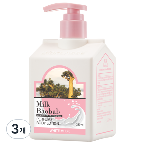 밀크바오밥 퍼퓸 바디로션 화이트머스크 향, 250ml, 3개