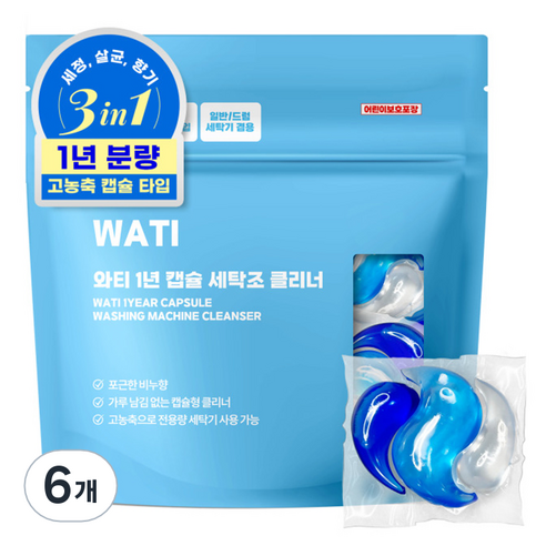 와티 캡슐 세탁조 클리너 12p, 6개, 132ml