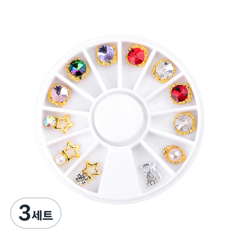 스위스녹스 웨딩 쥬얼리 스톤 네일 파츠 12종 세트, 078, 3세트