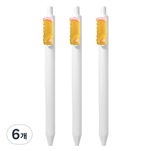 큐티파츠 젤펜 쿠키 0.5mm, 옐로우, 6개