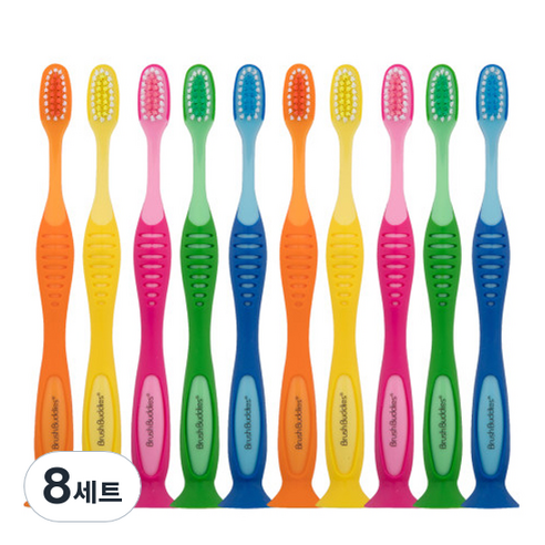 브러쉬버디즈 초등학생 칫솔, 핑크, 오렌지, 옐로우, 그린, 블루, 5개입, 8세트