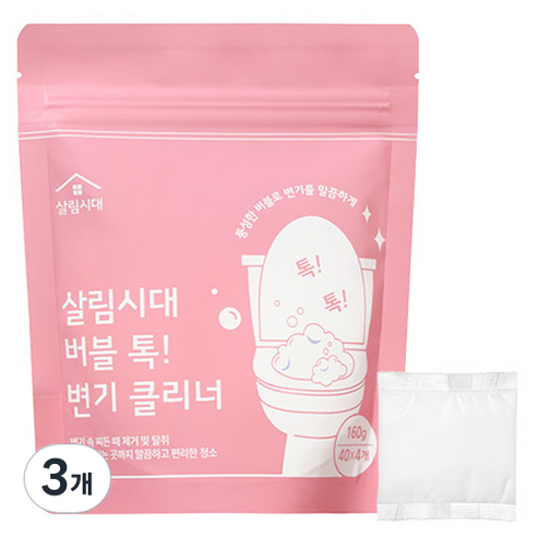 살림시대 버블 톡 변기 클리너 4p, 160g, 3개