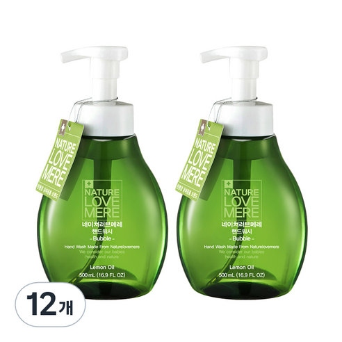 네이쳐러브메레 유아용 핸드워시 거품형 500ml, 레몬향, 12개