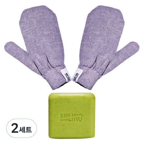 달콤리빙 밀리노 국내생산 때장갑 좌우 1P + 스크럽 비누 1P 세트, 2, 1세트, 2세트