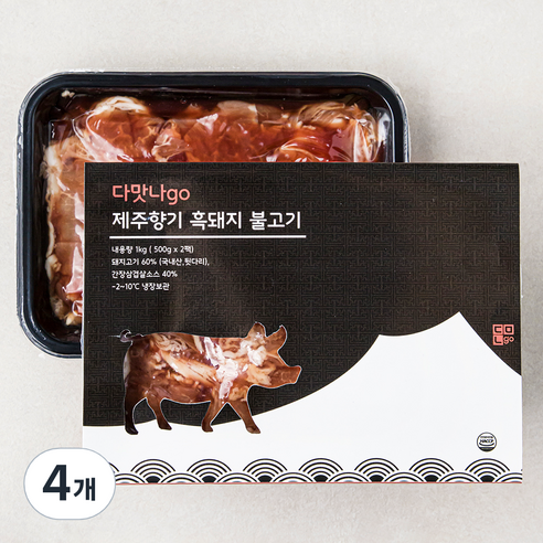 다맛나go 제주향기 흑돼지 양념불고기 2팩 (냉장), 1kg, 4개
