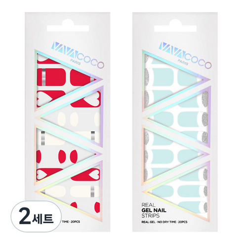 바바코코 젤 네일 스티커 2p 믹스 매치 하트 루놀라 레드 세트, 하트 루놀라 레드, 루놀라 글리터 스카이, 2세트