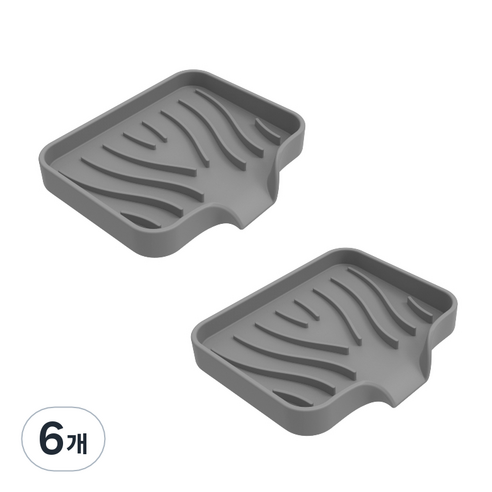 메리길드 실리콘 물빠짐 비누곽 받침대 케이스, 그레이, 6개
