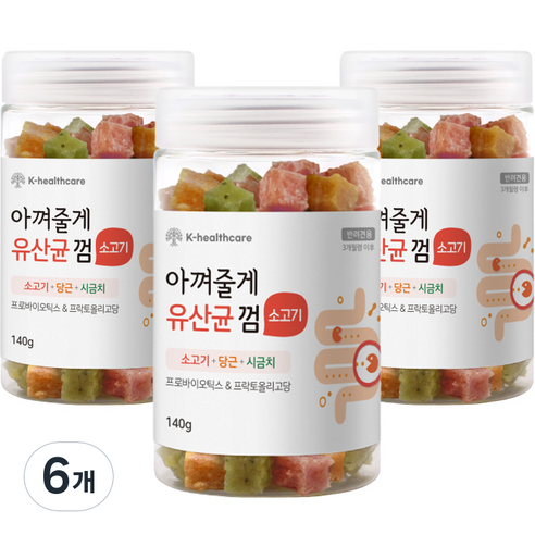 아껴줄게 강아지 유산균껌, 황태 혼합, 140g, 3개