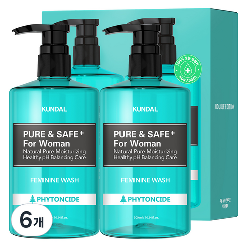 쿤달 페미닌 워시 여성청결제 피톤치드향, 300ml, 6개