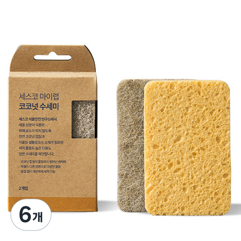 세스코 마이랩 코코넛 수세미, 2개입, 6개