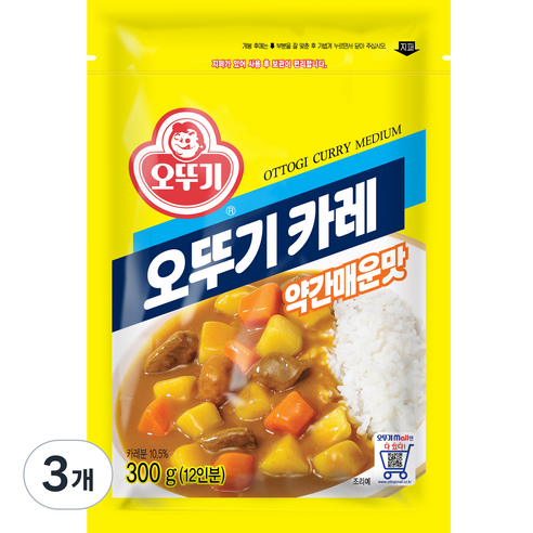 오뚜기 카레 과립형 약간 매운맛, 300g, 3개
