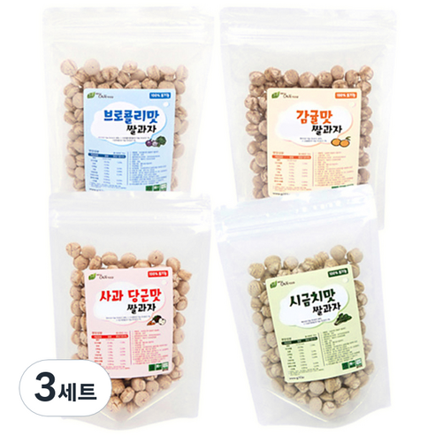 그린원푸드 유기농 옹알이 유아 쌀과자 4종 세트, 사과당근맛. 브로콜리맛. 감귤맛. 시금치맛, 3세트