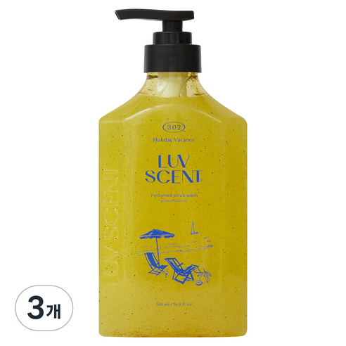 럽센트 홀리데이바캉스 스크럽 워시 유자 시트러스향, 500ml, 3개