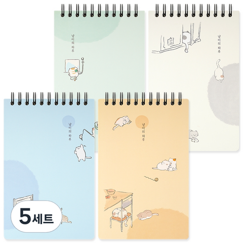 포포팬시 2500 냥이의 하루 상철 합지수첩 80매 4종 세트, 그린 + 옐로우 + 그레이 + 블루, 5세트