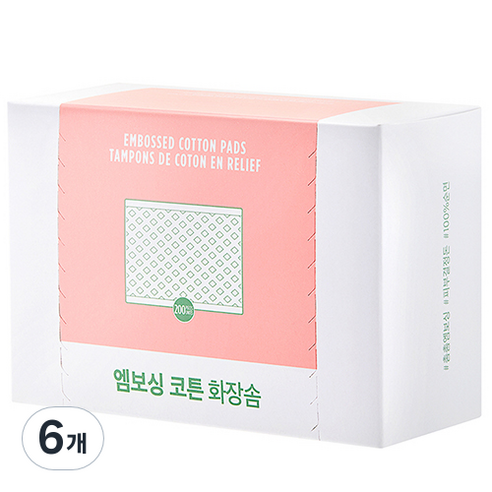 fmgt T 엠보싱 코튼 화장솜, 200개입, 6개