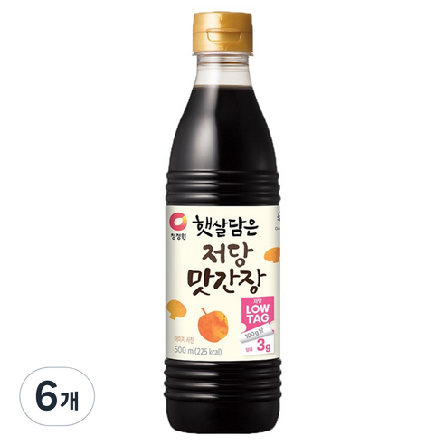 햇살담은 청정원 저당 맛간장, 6개, 500ml