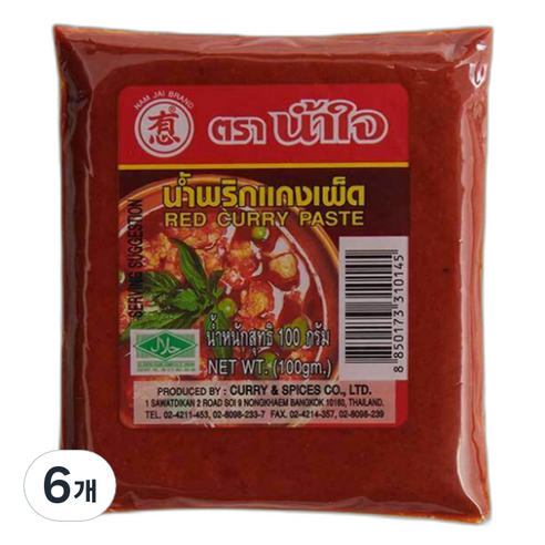 남자이 태국 레드커리 페이스트, 100g, 6개