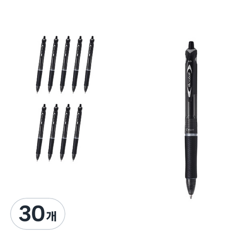 파이롯트 아크로볼150 유성볼펜 1.0mm BAB-15M, 블랙 + 블랙심, 30개