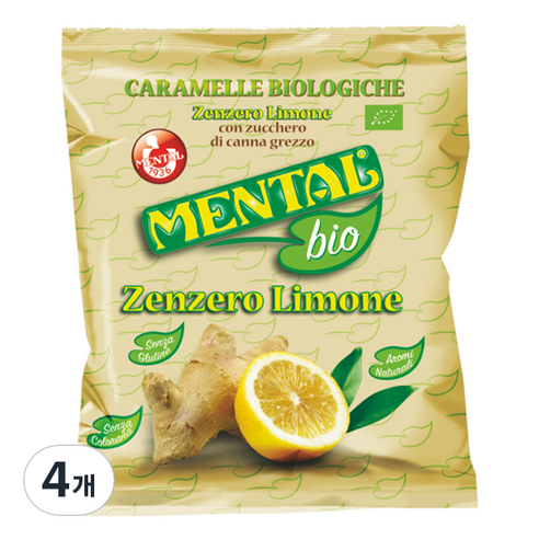 멘탈 유기농 생강 레몬 캔디, 90g, 4개