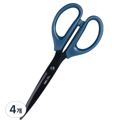 델리 블랙 코팅 가위 대형 210mm E6010S, 블루(E6010S_BL), 4개