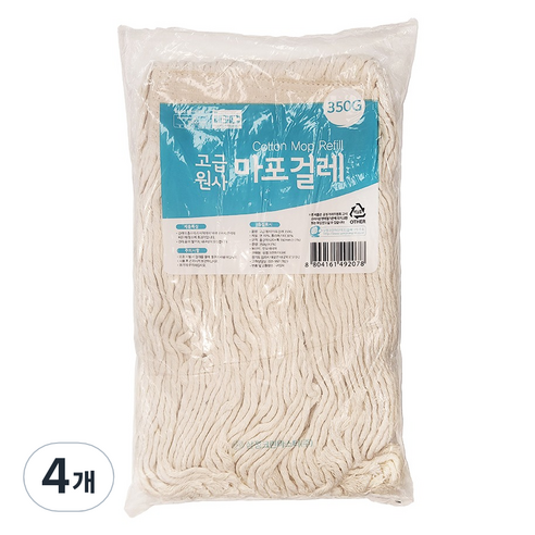삼정크린마스터 고급 원사 마포걸레 350g, 4개