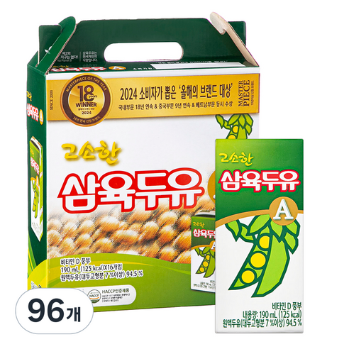 삼육두유 고소한맛A 두유, 190ml, 96개