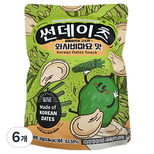 썬데이츠 대추스낵 와사비마요맛, 20g, 6개